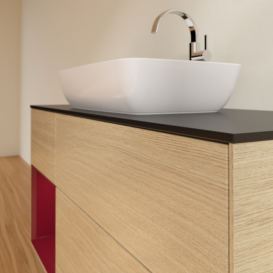 Тумба под раковину Villeroy & Boch Finion 120х50,1 см с подсветкой МДФ шпон дуба/стекло черное матовое F822HBPC