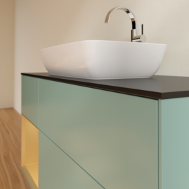 Тумба под раковину Villeroy & Boch Finion 120х50,1 см с подсветкой МДФ оливковый матовый лак/стекло черное матовое F822HFGM