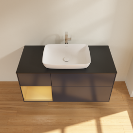 Тумба под раковину Villeroy & Boch Finion 120х50,1 см с подсветкой МДФ темно-синий матовый лак/стекло черное матовое F822HFHG
