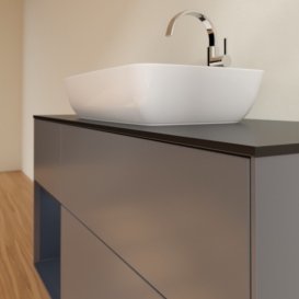 Тумба под раковину Villeroy & Boch Finion 120х50,1 см с подсветкой МДФ антрацит матовый лак/стекло черное матовое F822HGGK