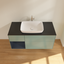 Тумба под раковину Villeroy & Boch Finion 120х50,1 см с подсветкой МДФ оливковый матовый лак/стекло черное матовое F822HGGM