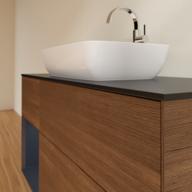 Тумба под раковину Villeroy & Boch Finion 120х50,1 см с подсветкой МДФ шпон грецкого ореха/стекло черное матовое F822HGGN