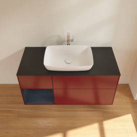 Тумба под раковину Villeroy & Boch Finion 120х50,1 см с подсветкой МДФ пион матовый лак/стекло черное матовое F822HGHB