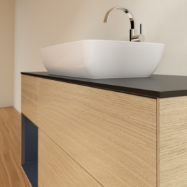 Тумба под раковину Villeroy & Boch Finion 120х50,1 см с подсветкой МДФ шпон дуба/стекло черное матовое F822HGPC