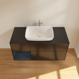 Тумба под раковину Villeroy & Boch Finion 120х50,1 см с подсветкой МДФ черный матовый лак/стекло черное матовое F822HGPD