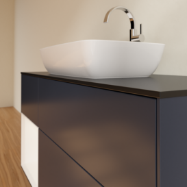 Тумба под раковину Villeroy & Boch Finion 120х50,1 см с подсветкой МДФ темно-синий матовый лак/стекло черное матовое F822MTHG