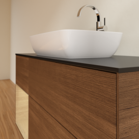 Тумба под раковину Villeroy & Boch Finion 120х50,1 см с подсветкой МДФ шпон грецкого ореха/стекло черное матовое F822PCGN