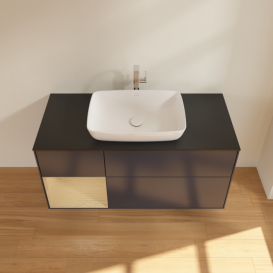 Тумба под раковину Villeroy & Boch Finion 120х50,1 см с подсветкой МДФ темно-синий матовый лак/стекло черное матовое F822PCHG