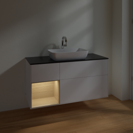 Тумба под раковину Villeroy & Boch Finion 120х50,1 см с подсветкой МДФ белый матовый лак/стекло черное матовое F822PCMT