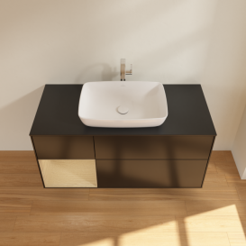 Тумба под раковину Villeroy & Boch Finion 120х50,1 см с подсветкой МДФ черный матовый лак/стекло черное матовое F822PCPD