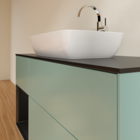 Тумба под раковину Villeroy & Boch Finion 120х50,1 см с подсветкой МДФ оливковый матовый лак/стекло черное матовое F822PDGM