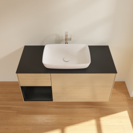 Тумба под раковину Villeroy & Boch Finion 120х50,1 см с подсветкой МДФ шпон дуба/стекло черное матовое F822PDPC