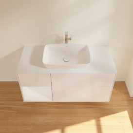 Тумба под раковину Villeroy & Boch Finion 120х50,1 см с подсветкой МДФ глянцевый белый лак/стекло белое матовое G821GFGF