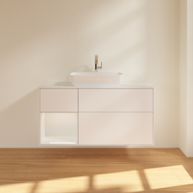 Тумба под раковину Villeroy & Boch Finion 120х50,1 см с подсветкой МДФ белый матовый лак/стекло белое матовое G821GFMT