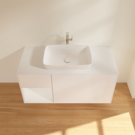 Тумба под раковину Villeroy & Boch Finion 120х50,1 см с подсветкой МДФ белый матовый лак/стекло белое матовое G821GFMT