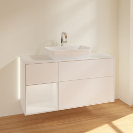 Тумба под раковину Villeroy & Boch Finion 120х50,1 см с подсветкой МДФ белый матовый лак/стекло белое матовое G821GFMT