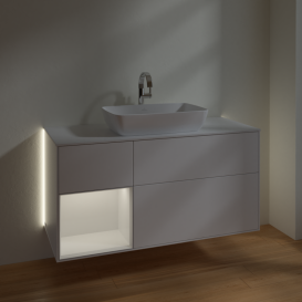 Тумба под раковину Villeroy & Boch Finion 120х50,1 см с подсветкой МДФ белый матовый лак/стекло белое матовое G821GFMT