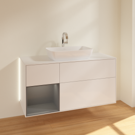 Тумба под раковину Villeroy & Boch Finion 120х50,1 см с подсветкой МДФ глянцевый белый лак/стекло белое матовое G821GKGF