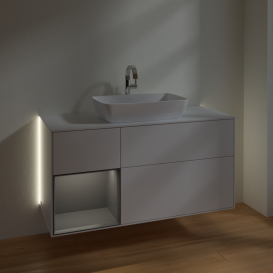 Тумба под раковину Villeroy & Boch Finion 120х50,1 см с подсветкой МДФ глянцевый белый лак/стекло белое матовое G821GKGF