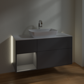 Тумба под раковину Villeroy & Boch Finion 120х50,1 см с подсветкой МДФ антрацит матовый лак/стекло белое матовое G821GKGK