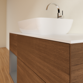 Тумба под раковину Villeroy & Boch Finion 120х50,1 см с подсветкой МДФ шпон грецкого ореха/стекло белое матовое G821GKGN