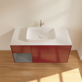 Тумба под раковину Villeroy & Boch Finion 120х50,1 см с подсветкой МДФ пион матовый лак/стекло белое матовое G821GKHB