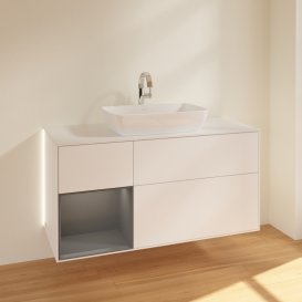 Тумба под раковину Villeroy & Boch Finion 120х50,1 см с подсветкой МДФ белый матовый лак/стекло белое матовое G821GKMT