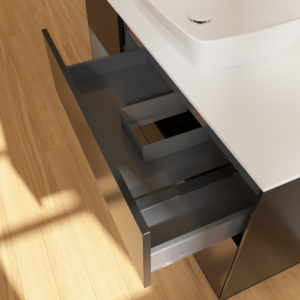 Тумба под раковину Villeroy & Boch Finion 120х50,1 см с подсветкой МДФ черный матовый лак/стекло белое матовое G821GKPD