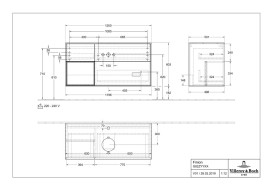 Тумба под раковину Villeroy & Boch Finion 120х50,1 см с подсветкой МДФ черный матовый лак/стекло белое матовое G821GKPD
