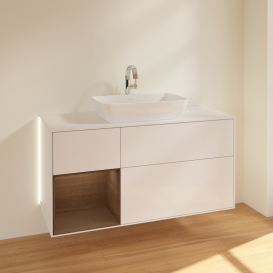 Тумба под раковину Villeroy & Boch Finion 120х50,1 см с подсветкой МДФ глянцевый белый лак/стекло белое матовое G821GNGF