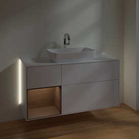 Тумба под раковину Villeroy & Boch Finion 120х50,1 см с подсветкой МДФ глянцевый белый лак/стекло белое матовое G821GNGF