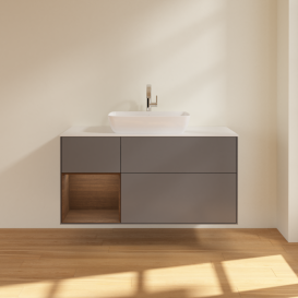 Тумба под раковину Villeroy & Boch Finion 120х50,1 см с подсветкой МДФ антрацит матовый лак/стекло белое матовое G821GNGK