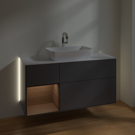 Тумба под раковину Villeroy & Boch Finion 120х50,1 см с подсветкой МДФ антрацит матовый лак/стекло белое матовое G821GNGK