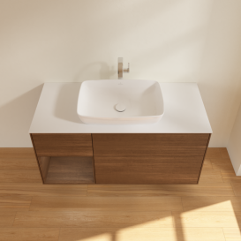 Тумба под раковину Villeroy & Boch Finion 120х50,1 см с подсветкой МДФ шпон грецкого ореха/стекло белое матовое G821GNGN