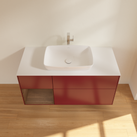 Тумба під раковину Villeroy & Boch Finion 120х50,1 см із підсвічуванням МДФ півонія матовий лак/скло біле матове G821GNHB