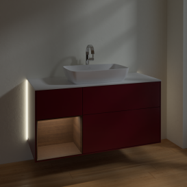 Тумба під раковину Villeroy & Boch Finion 120х50,1 см із підсвічуванням МДФ півонія матовий лак/скло біле матове G821GNHB