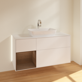 Тумба под раковину Villeroy & Boch Finion 120х50,1 см с подсветкой МДФ белый матовый лак/стекло белое матовое G821GNMT