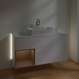 Тумба под раковину Villeroy & Boch Finion 120х50,1 см с подсветкой МДФ белый матовый лак/стекло белое матовое G821GNMT