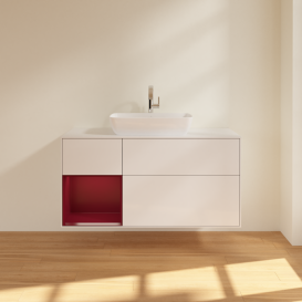 Тумба под раковину Villeroy & Boch Finion 120х50,1 см с подсветкой МДФ глянцевый белый лак/стекло белое матовое G821HBGF