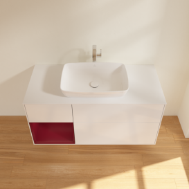 Тумба под раковину Villeroy & Boch Finion 120х50,1 см с подсветкой МДФ глянцевый белый лак/стекло белое матовое G821HBGF