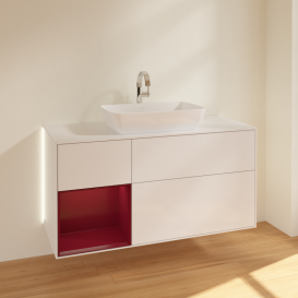 Тумба под раковину Villeroy & Boch Finion 120х50,1 см с подсветкой МДФ глянцевый белый лак/стекло белое матовое G821HBGF