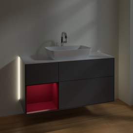 Тумба под раковину Villeroy & Boch Finion 120х50,1 см с подсветкой МДФ антрацит матовый лак/стекло белое матовое G821HBGK