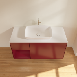 Тумба под раковину Villeroy & Boch Finion 120х50,1 см с подсветкой МДФ пион матовый лак/стекло белое матовое G821HBHB