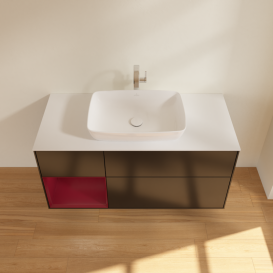 Тумба под раковину Villeroy & Boch Finion 120х50,1 см с подсветкой МДФ черный матовый лак/стекло белое матовое G821HBPD