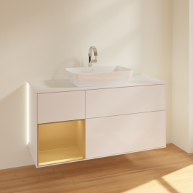 Тумба под раковину Villeroy & Boch Finion 120х50,1 см с подсветкой МДФ глянцевый белый лак/стекло белое матовое G821HFGF