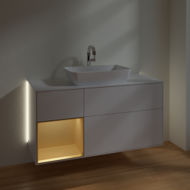 Тумба под раковину Villeroy & Boch Finion 120х50,1 см с подсветкой МДФ глянцевый белый лак/стекло белое матовое G821HFGF