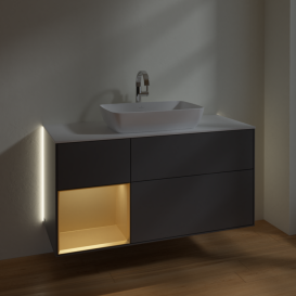 Тумба под раковину Villeroy & Boch Finion 120х50,1 см с подсветкой МДФ антрацит матовый лак/стекло белое матовое G821HFGK