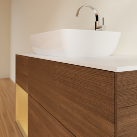 Тумба под раковину Villeroy & Boch Finion 120х50,1 см с подсветкой МДФ шпон грецкого ореха/стекло белое матовое G821HFGN