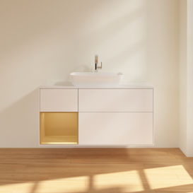 Тумба под раковину Villeroy & Boch Finion 120х50,1 см с подсветкой МДФ белый матовый лак/стекло белое матовое G821HFMT