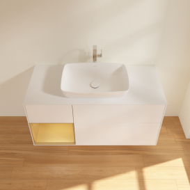 Тумба под раковину Villeroy & Boch Finion 120х50,1 см с подсветкой МДФ белый матовый лак/стекло белое матовое G821HFMT